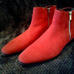 Aldo men's red suede zippered chukka boots size 10